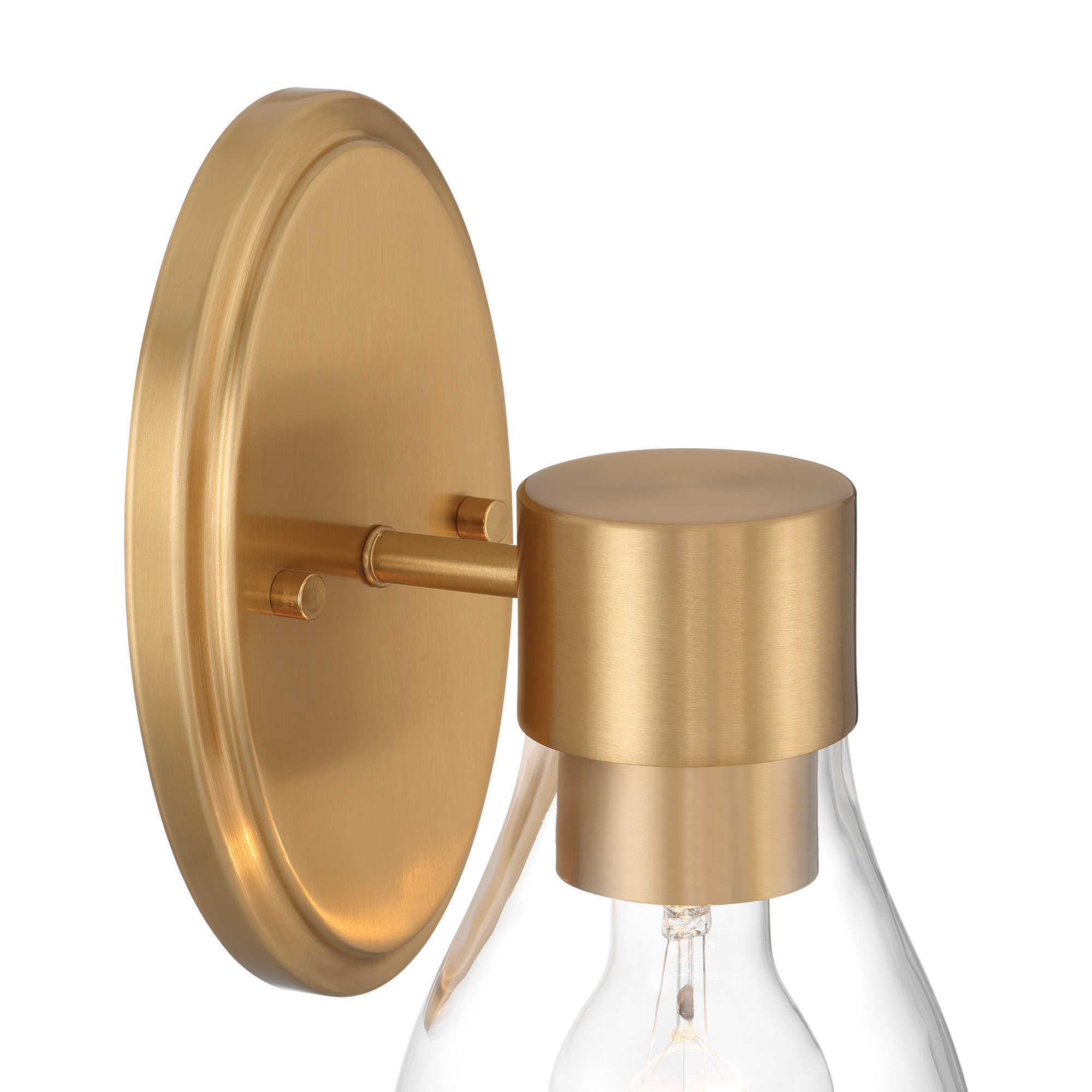 1-Light Dimmable Brushed Nickel Wall Sconce with Clear Glass Shades, Brushed Brass