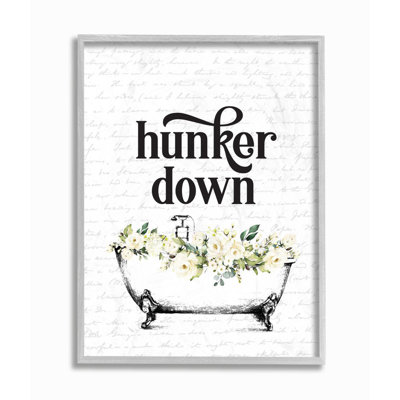 «Hunker Down Quote Floral Bathroom Tub Relaxation» par Ziwei Li - impression