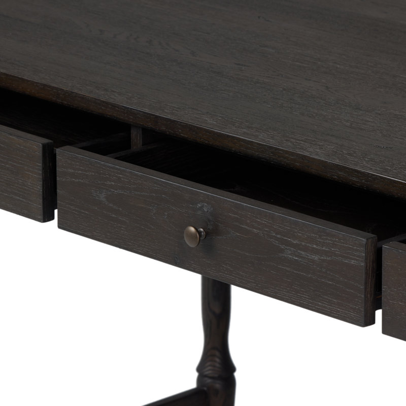 Bari Desk-Weathered Oak, Cracked Smoked Black Veneer