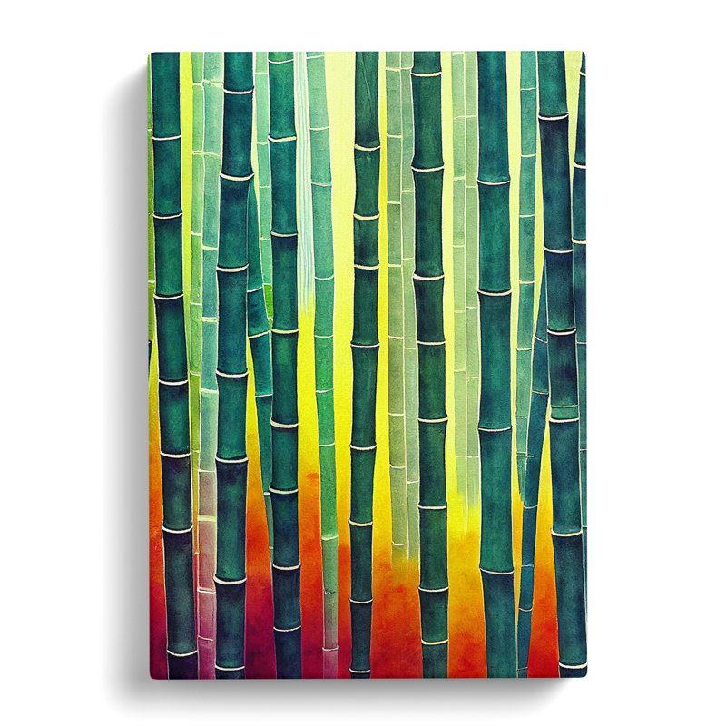 Watercolour Bamboo Forest - Wrapped Canvas, 76cm H x 50cm W x 3cm D