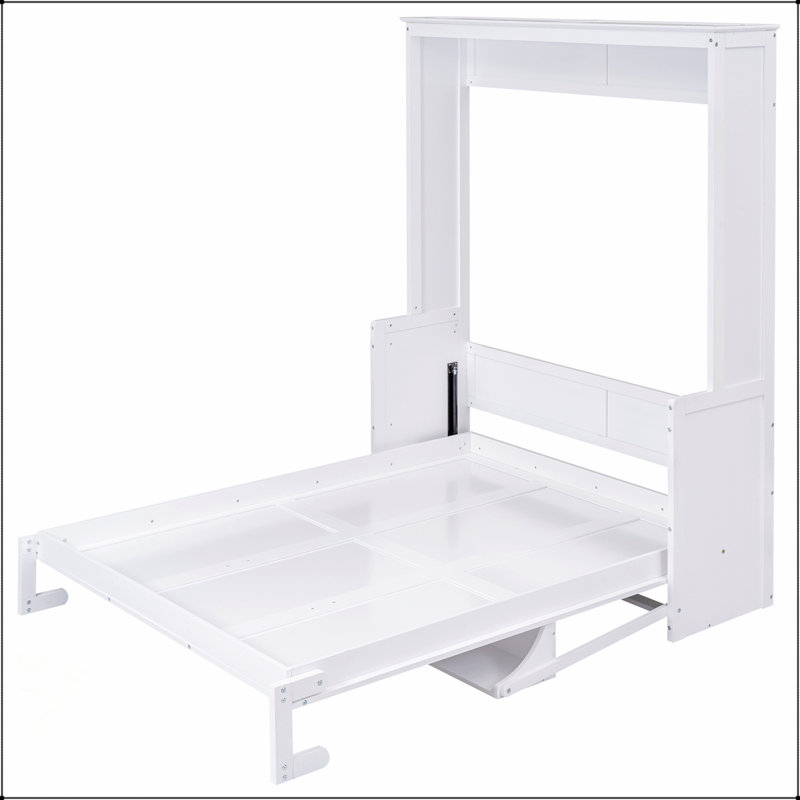 Lit escamotable peu encombrant avec tablette intégrée pour un rangement amélioré et un sommeil confortable, Blanc