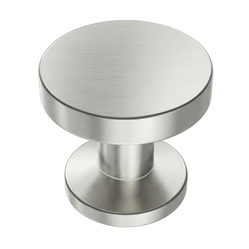 Lot de 10 boutons de porte ronds en nickel brossé pour meubles de cuisine et de salle de bain. Poignées en alliage de zinc massif.