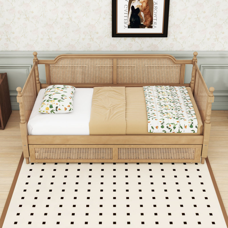 Wood Daybed with Trundle, Twin, Antique Walnut
