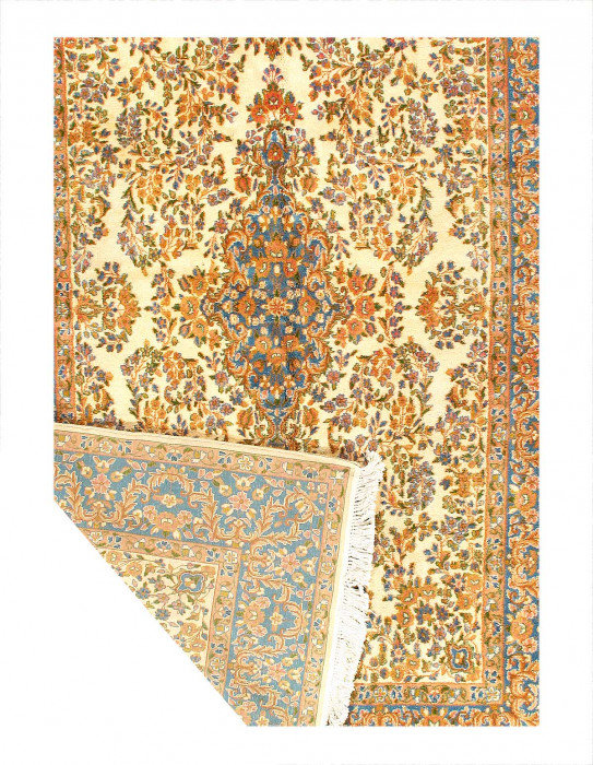 Ivory Semi-Antique Persian Kerman 6'X9'2"