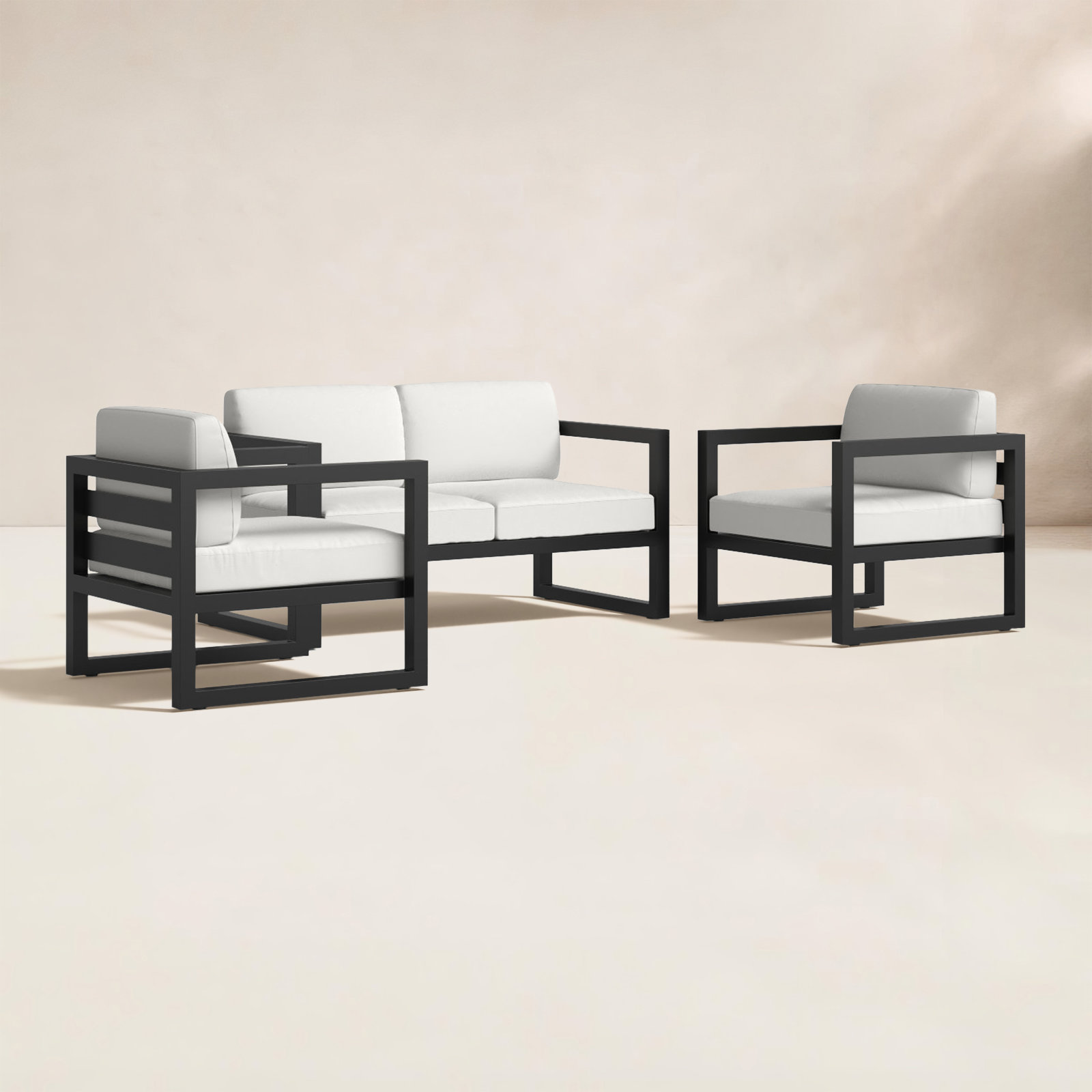 Smith 58" Sunbrella® Patio Sectional Set, Canvas Natural, Black