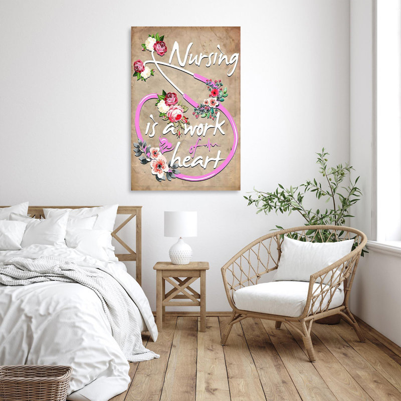«Nurse Nursing Is a Work of Heart», impression sur toile tendue, H 20 po x l 16 po x P 1,25 po