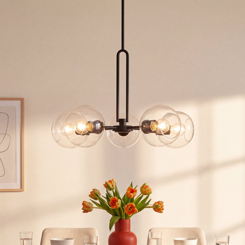 Talia 5-Light Chandelier, Brushed Nickel, 17.38" H x 26" W x 26" D