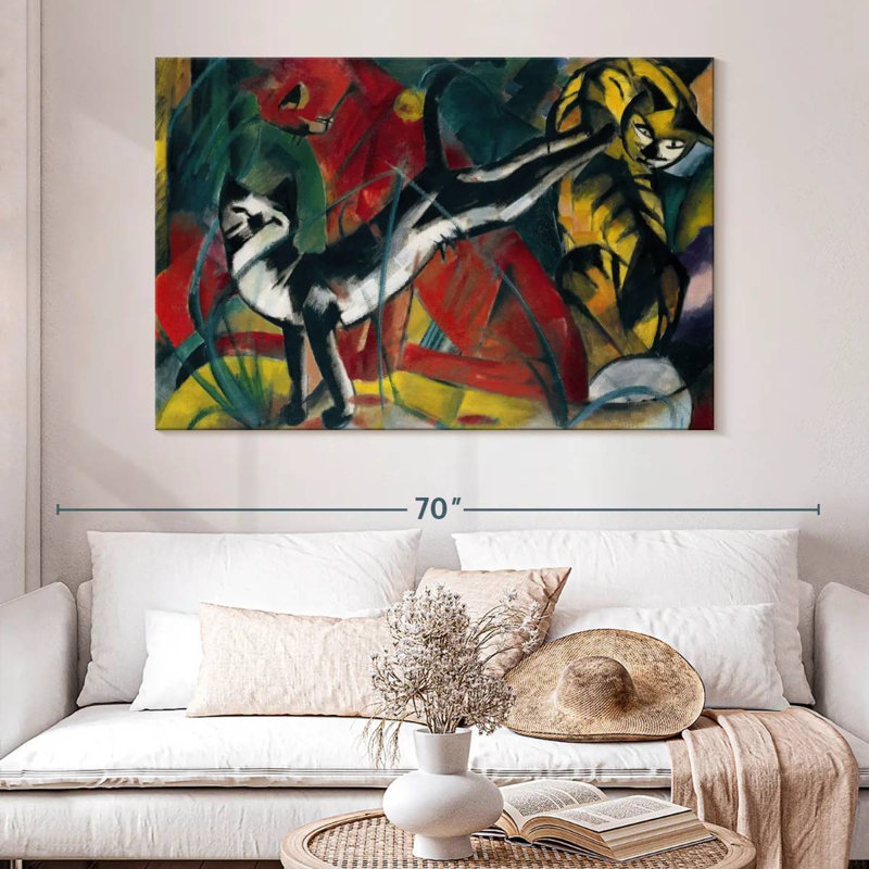 Brampt Three Cats 1913, 34" H x 51" W