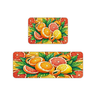 Tapis de cuisine multicolore agrumes, paquet de 2 pour décor de cuisine d'été