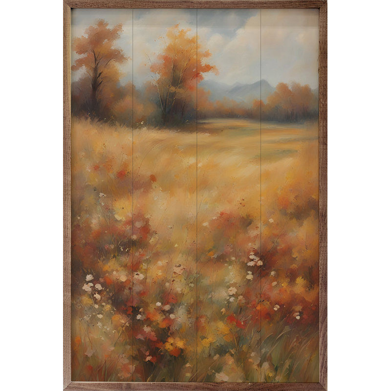 Champ d'automne avec arbres, H 36 po x l 24 po
