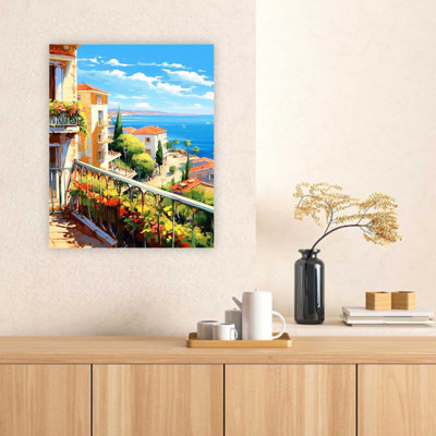 Blue Scenic Views Of Italy Canvas wall art, 24x32 inches