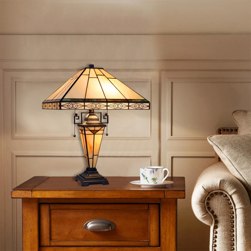 Theros 22.7" Bronze Stained Glass Mission Table Lamp