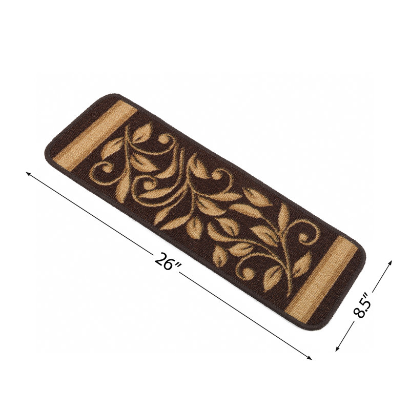 Tapis d'escalier intérieur antidérapant Ameri, Brun