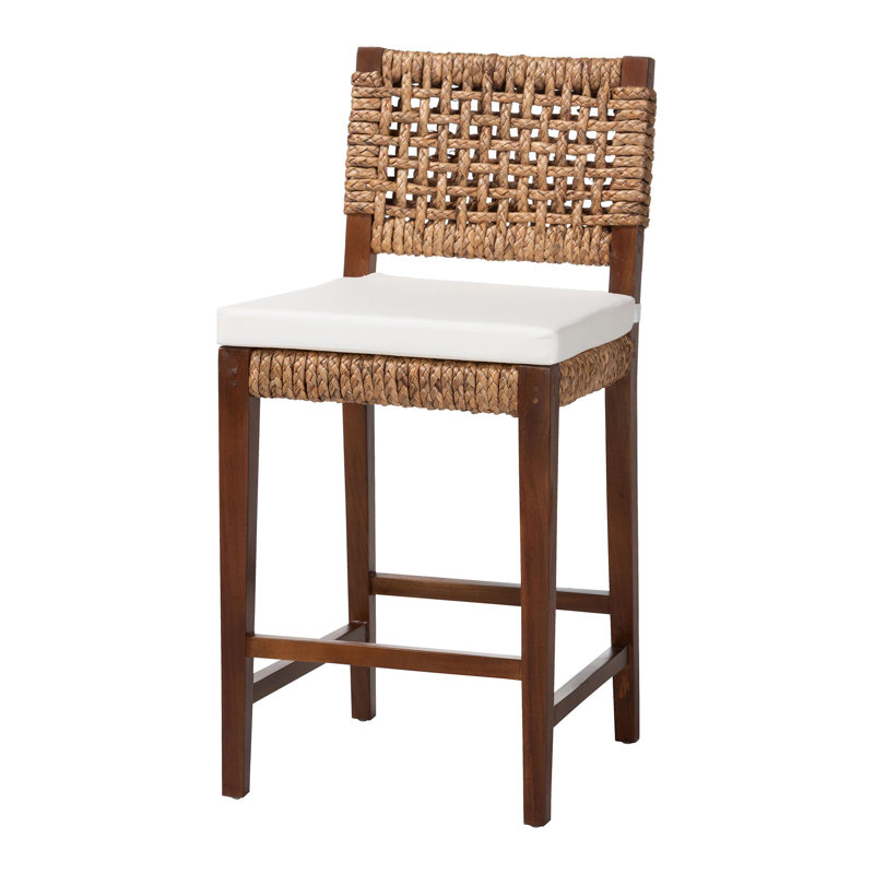Tabouret de bar en acajou tissé à la main Bali & Pari Alise, Brun, Tabouret de comptoir (siège d'une hauteur de 24,2
