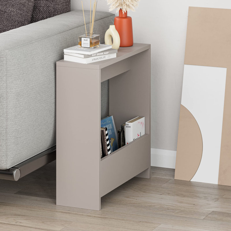 Side Table with Storage, Light Mocha