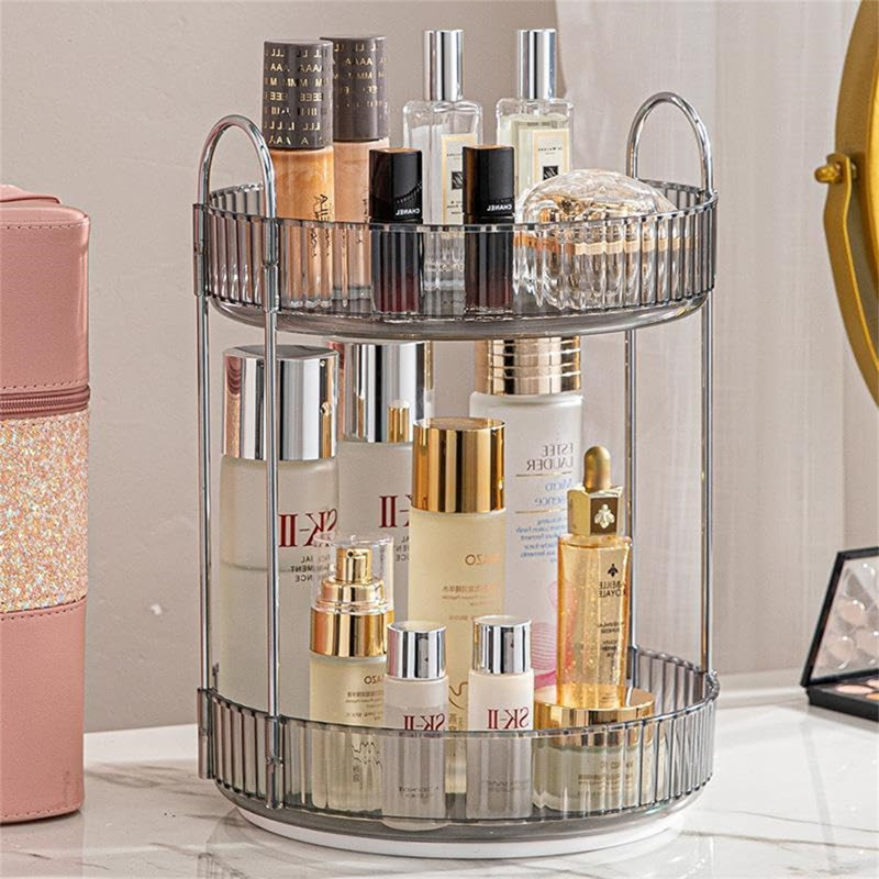 Atos Acrylic 2 Compartment Makeup Organiser, Grey