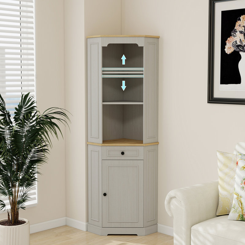 Freestanding Corner Storage Cabinet With 1 Door