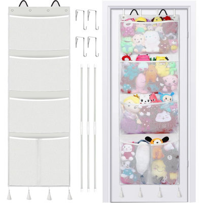 Stuffed Animal Storage, Over The Door Organizer For Stuffies With 5 Large Expandable Mesh Pockets, Stuff Animal Organizer Hanging Plushies Toy Organizer For Kids Room