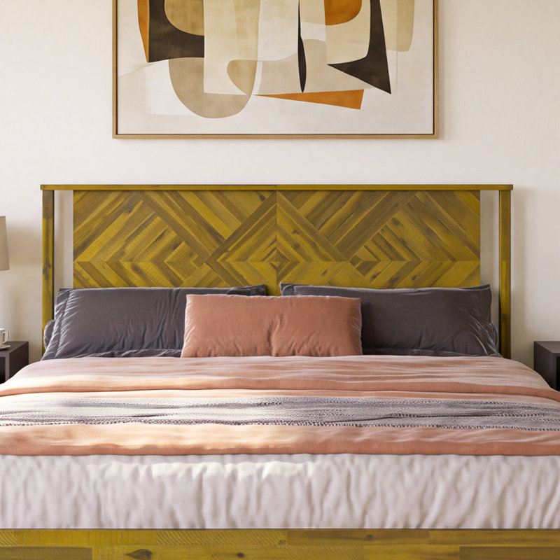 Ethan Solid Wood Rustic Headboard, King, Rustic Brown