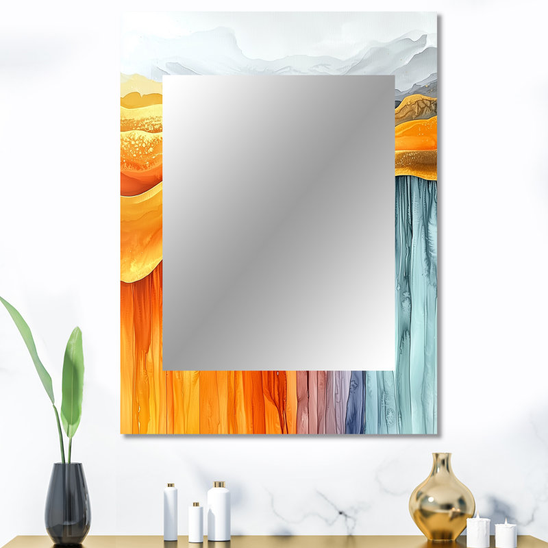 «Chromatique Dance Of Silent», miroir décoratif mural jaune, 40 po x 30 po