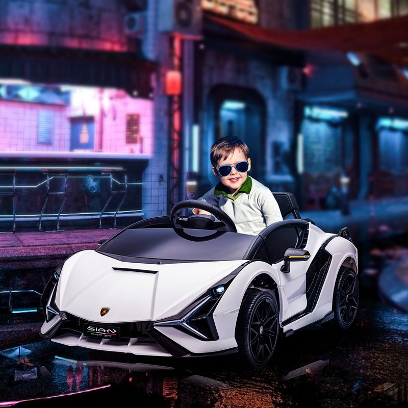 Goodyear Isabelle & Max Lamborghini Sian Licensed Electric Car for Kids 12V Ages 3-5, White