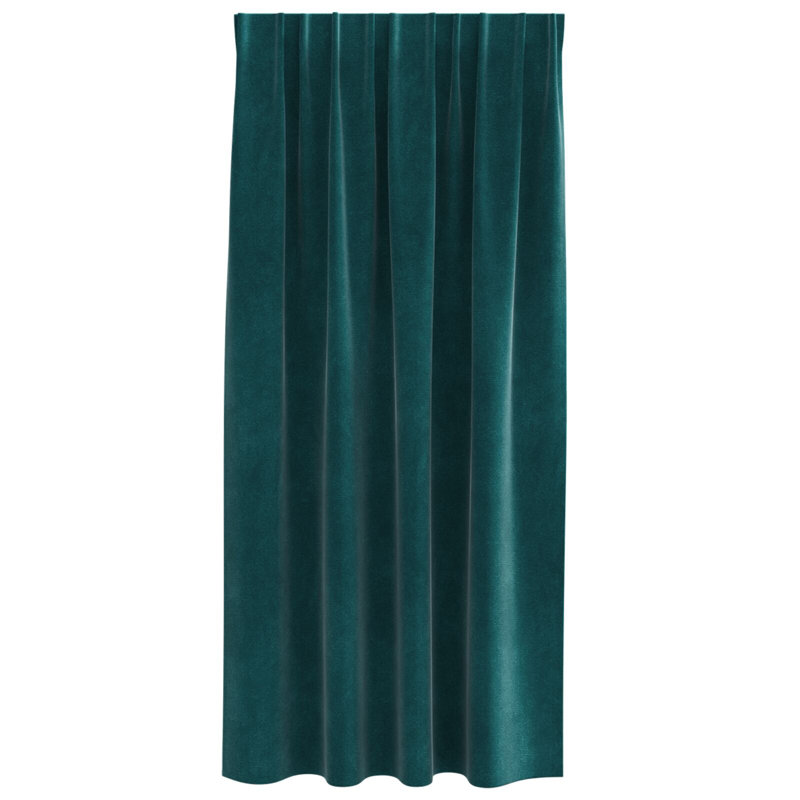 Curtains Polyester 140Cm Sound-Absorbing, 140cm Width x 175cm Drop, Forest Green
