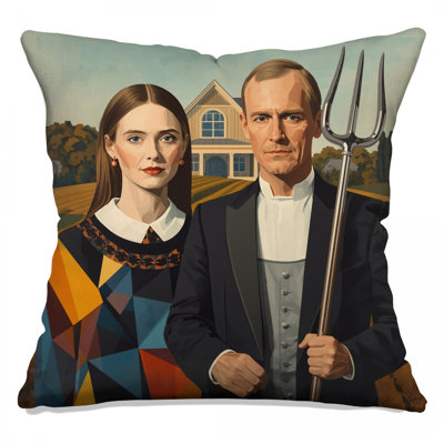 Farmhouse Couple Portrait Double Sided Throw Pillows
