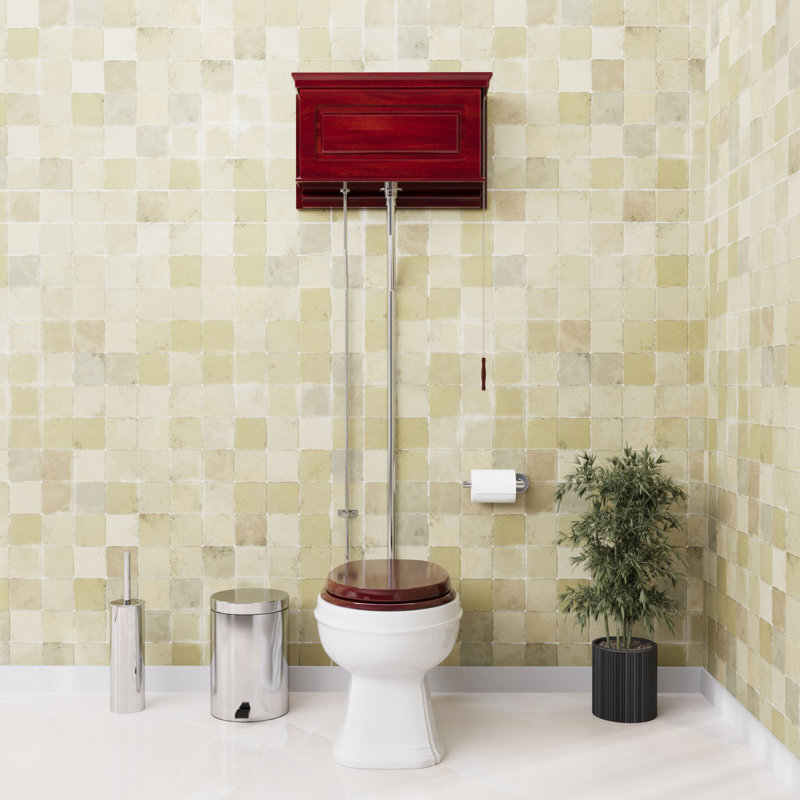 Elongated Wall Hung Toilet (Seat Not Included), Cherry/Chrome