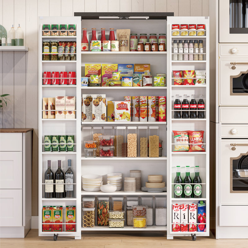 72" Kitchen Pantry Storage Cabinet, White