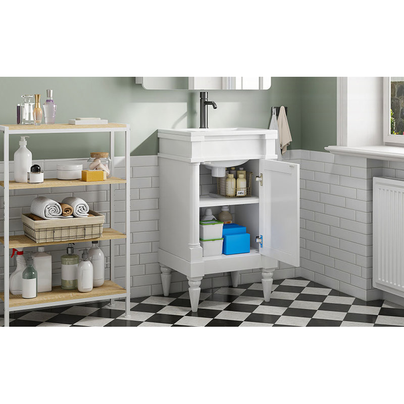 Meuble-lavabo moderne de 18 pouces avec lavabo, Blanc