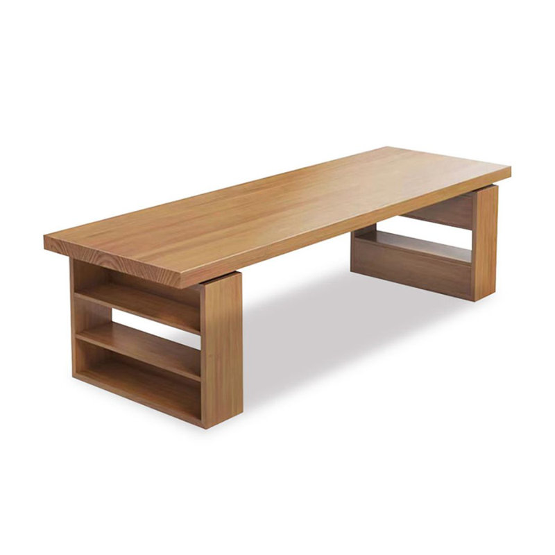 Bureau de direction rectangulaire en bois massif Burlywood, 29.53" H x 86.61" W x 35.43" D