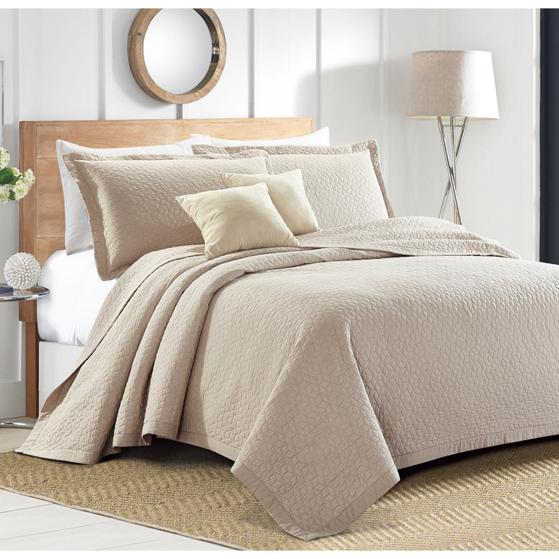 Ensemble de courtepointe réversible 3 pièces , Taupe, Courtepointe très grand + 2 taies décoratives