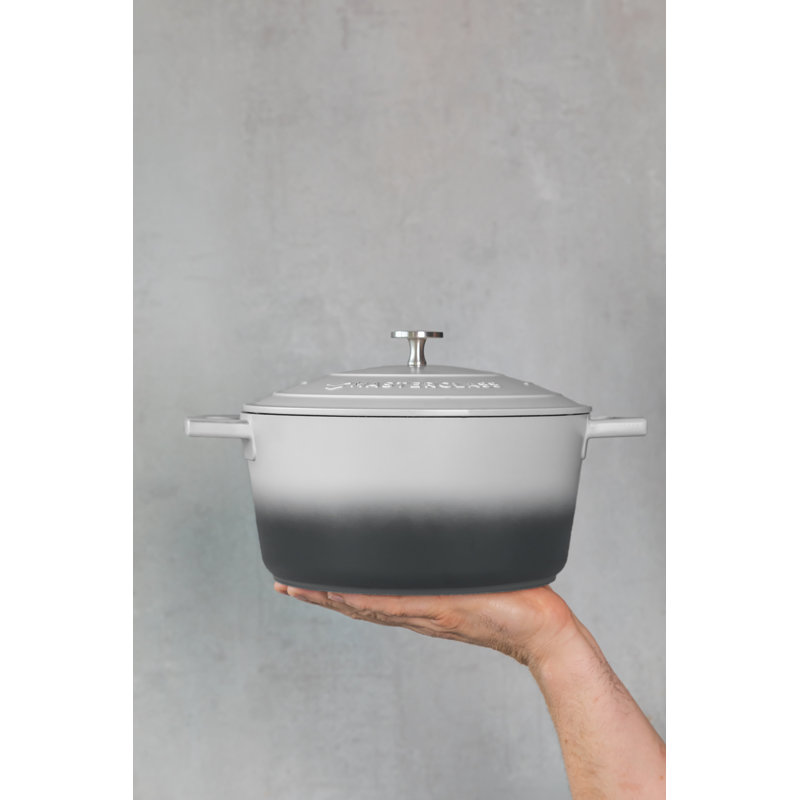 MasterClass Cast Aluminum Round Casserole, 33cm / 4L, Grey Ombre