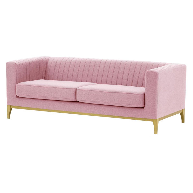 Bomia 3 Seater Sofa, Purple Polyester, Gold, 72cm x 201cm W x 83cm D