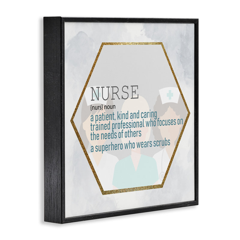 «Nurse Professional Définition Health» par Kim Allen - reproduction d'art textuel, Giclée encadrée noir minuit
