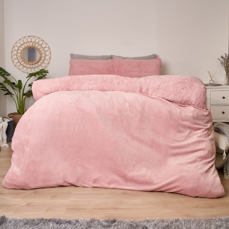 Maastricht Solid Colour Duvet Cover Set with Pillowcases, Single Duvet Cover, Blush Pink