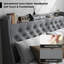 Oneita Bed Frame with Upholstered Headboard and 4 Drawers, Built-in Charging Station and LED Lights-964932628