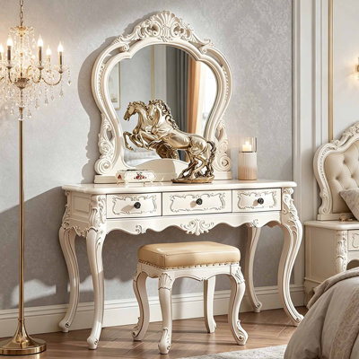 European style luxury carved dressing table
