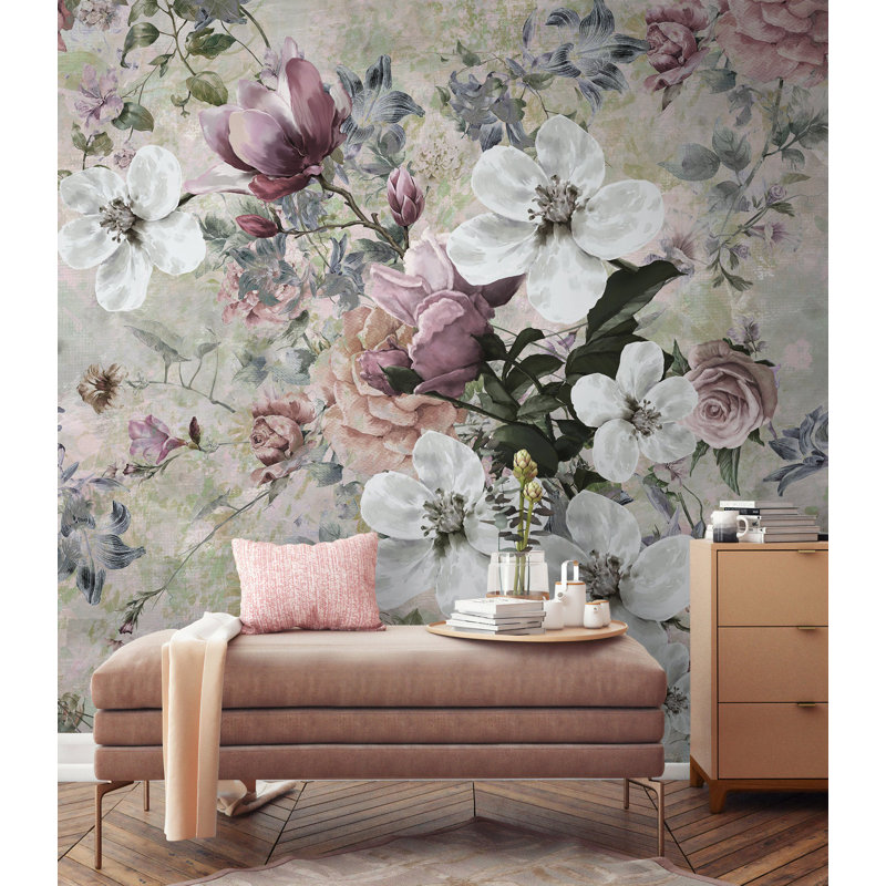 Papier peint amovible floral, L 75 po x l 112 po