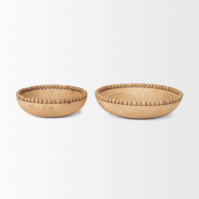 Aleandro Wood W/ Wood Beads Round Bowls