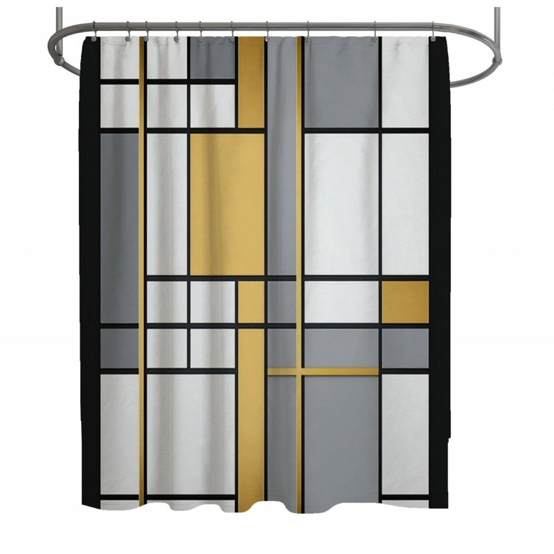 Rideau de douche Mondrian - décor de salle de bain moderne, H 84 po x l 70 po