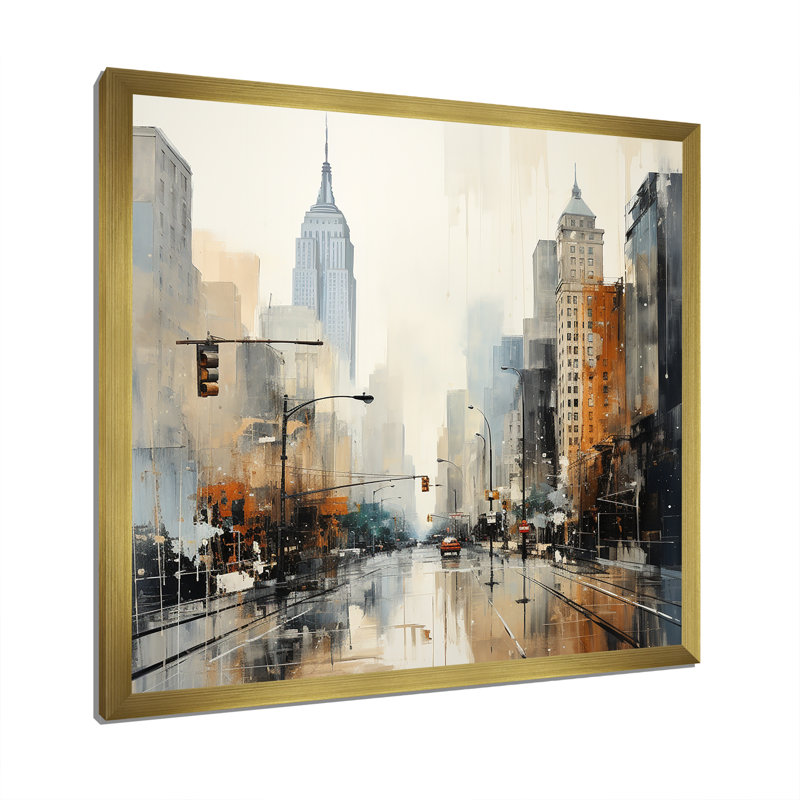 «Beige gratte-ciel», reproduction d'art, H 16 po x l 16 po x P 1 po, Cadre doré simple