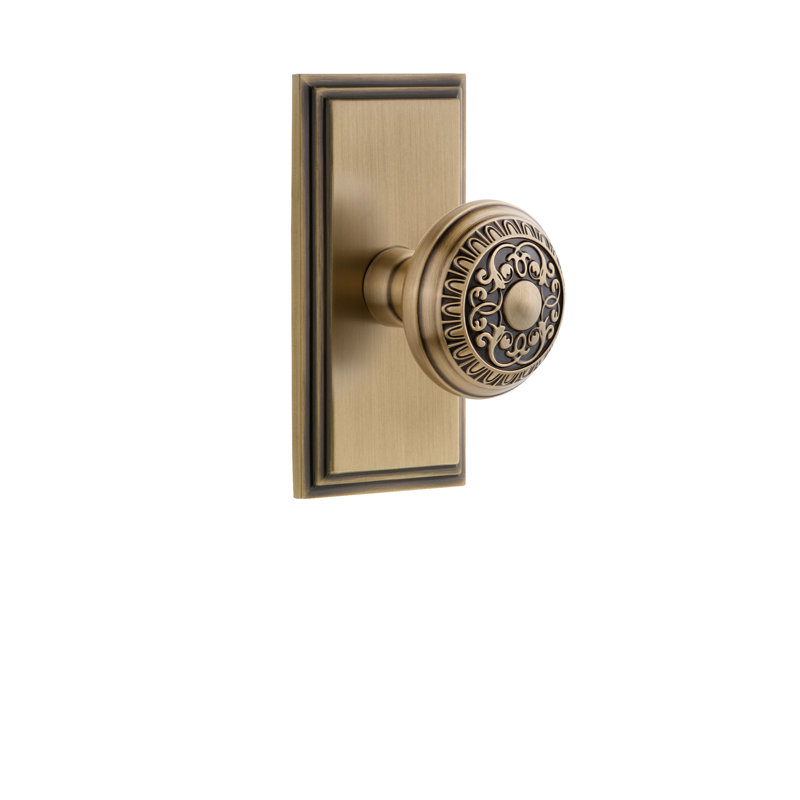 Plaque Grandeur Carré avec bouton de porte Windsor, 2 3/8", Laiton rétro