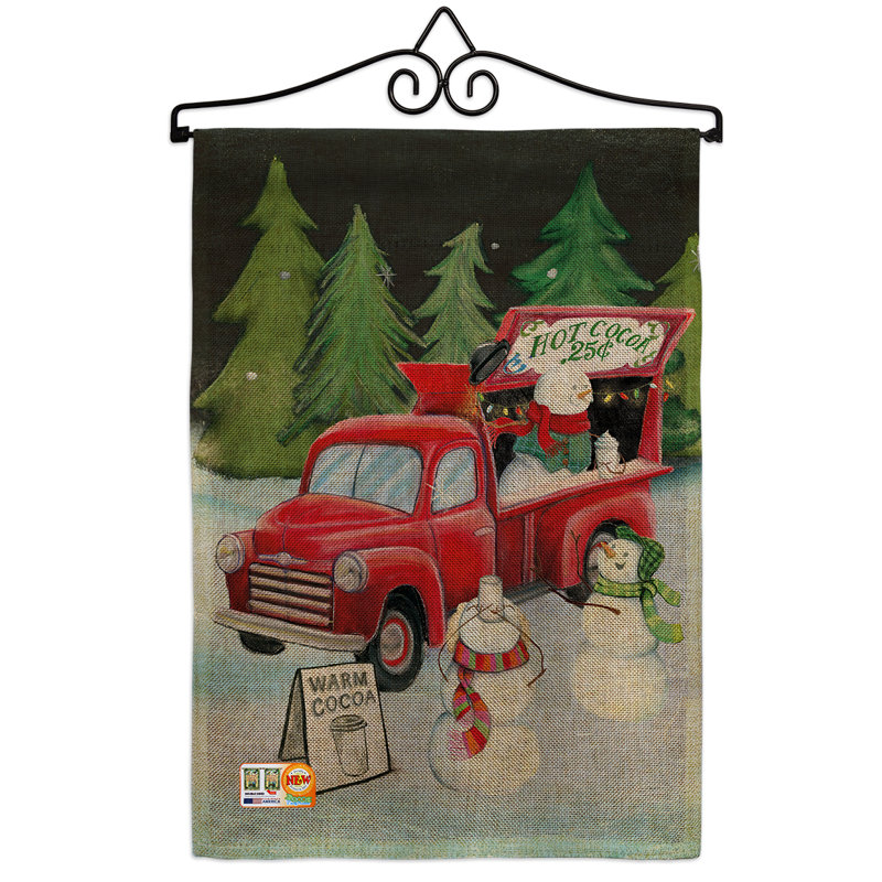 Noël de noël en polyester pour 2 côtés 19 x 13 po snow ensemble de drapeau