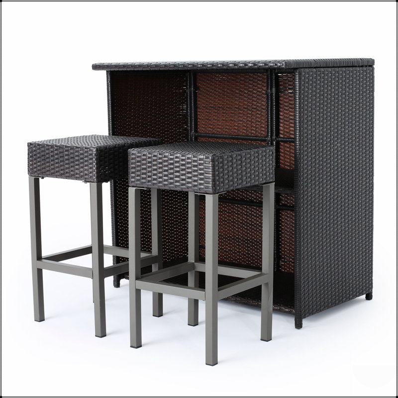 Îlot de bar Toronto avec rangement spacieux et deux tabourets de bar confortables, parfaits pour accueillir et recevoir