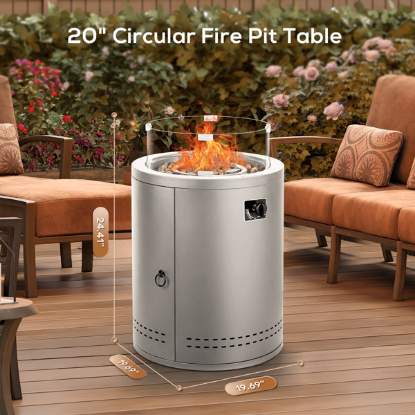 Latitude Run® Chaslynn 19.69" H x 24.41" W Stainless Steel Propane ...