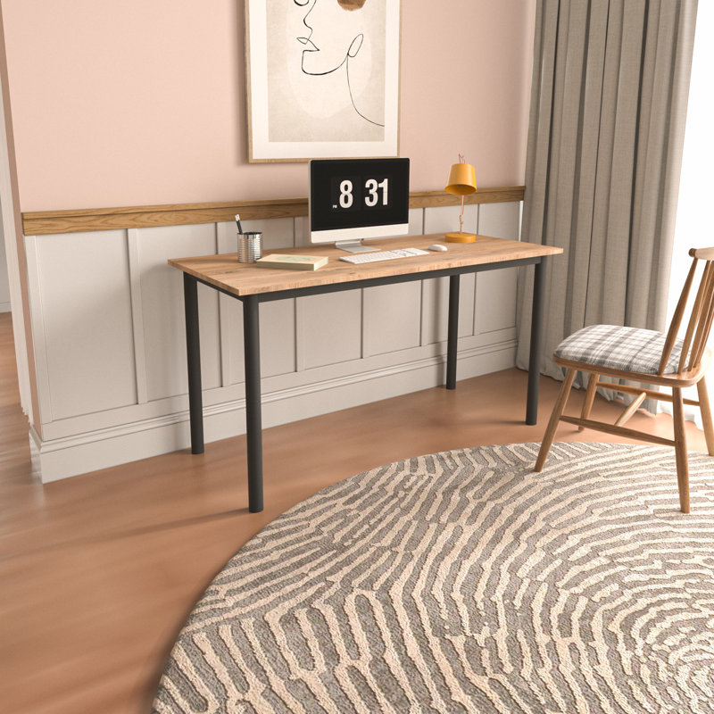 Modern Study Desk with Metal Legs, 100% Melamine Coated Chipboard, Thickness: 0.7 inches | Sturdy & Stylish for Home Office, Elegant Design, Ideal for Productivity