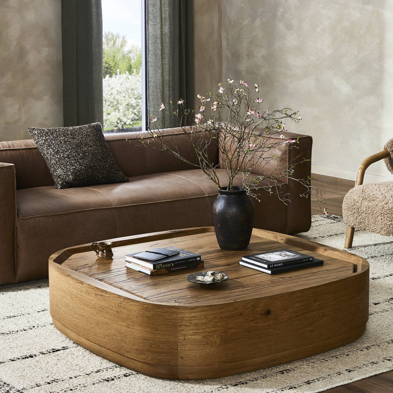 Leandro Coffee Table-Natural Reclaimed French Oak, Dark Espresso Reclaimed French Oak