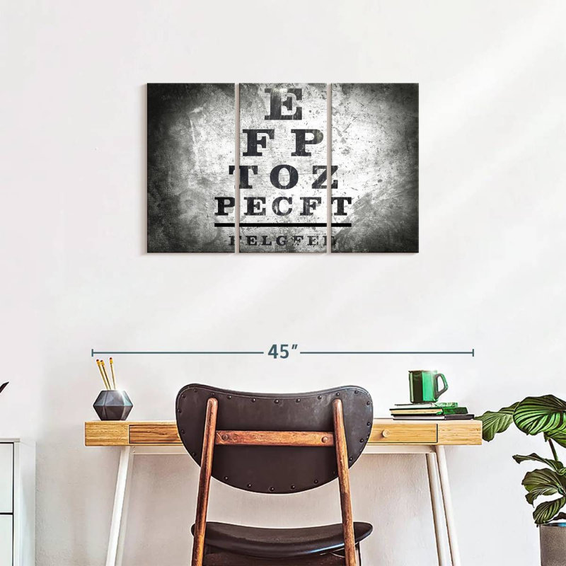 Optometry " Optometry Test " by NoirFontistry 3 - Pieces, 33" H x 20" W x 1.25" D