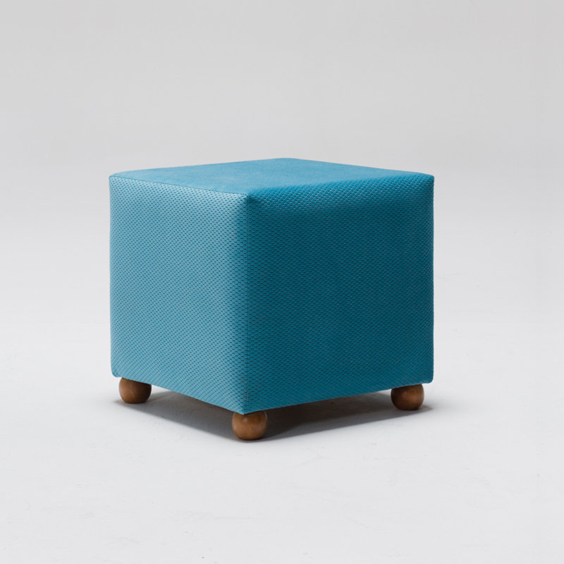 Repose-pieds carré large de 15,7 po Mitchum, Mélange de polyester bleu